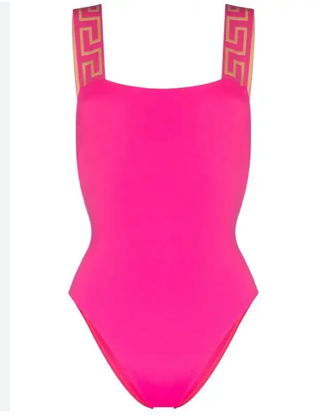 Versace Hot Pink Greca-Trim One-Piece Swimsuit